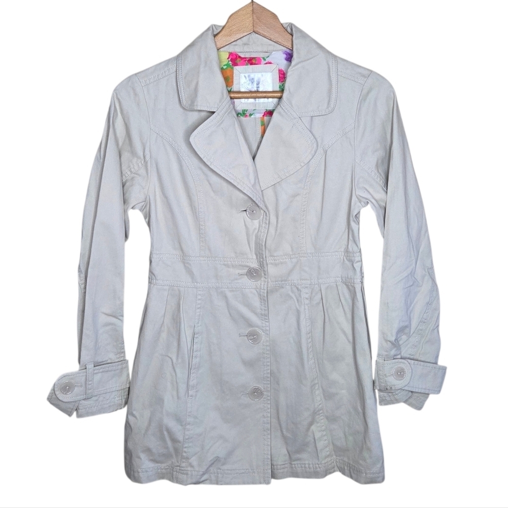 Justice Girls Beige Trench Coat Jacket Size 14 Classic Basic 100% Cotton